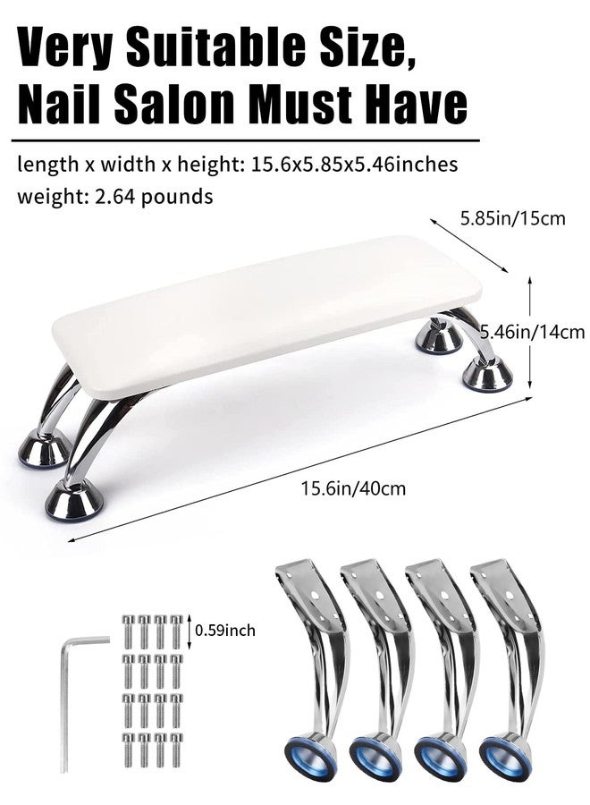 Deciniee Nail Arm Rest for Acrylic Nails, Microfiber Leather Nail Hand Rest Cushion for Nails, Soft Hand Pillow Footstool with 4 Stainless Steel Stands Thick Sponge Nail Pillow for Nail Tech Use (White) - Image 5